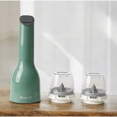 파이나밀 자동 소금 후추 참깨 전동 깨갈이 그라인더, 그린 + 팟 2P