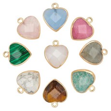 [ 1117060 ] HOBBIESAY 9피스 하트 모양 천연석 펜던트 16mm 크리스탈 원석 참 패싯 러브 발렌타인 DIY 귀걸이 목걸이 주얼리 제작용 혼합 스톤 보석 없, [ 1117060 ] HOBBIESAY 9피스 하트 모
