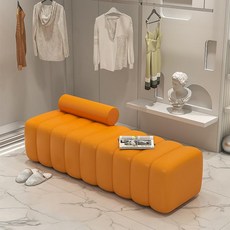 인테리어 쇼파 패브릭 긴의자 업소용대기 매장 스툴, 오렌지 80x40x43