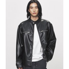 [블랙모먼트] 모던 비건 레더 바이커 자켓 [블랙]