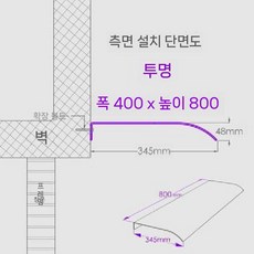 아크릴 캐노피 빗물차단 세로형 야외 비가림 설치 지붕 비막이 카페 투명처마 셰이드, 40x80cm 투명 (파사드)