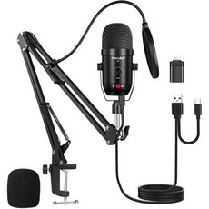PROAR 팟캐스트 및 게임용 USB 마이크로폰 키트 - 콘덴서 마이크 휴대폰 태블릿 PS4 컴퓨터 노트북용 소음 제거 ASMR 유튜브 스트리밍용