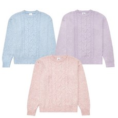 행텐주니어 모다부평 행텐주니어 여아 케이블 라운드 니트 티셔츠/14490-140-801-37_BP