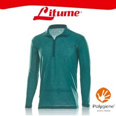 Litume 意都美 男 刷絨彈性拉鍊保暖衣