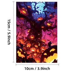 嗨購 熱賣暢銷50張萬聖節恐怖南瓜系列牆面卡片炫彩卡通裝飾明信片賀卡, 1個