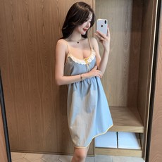 CIUUC 잠옷 여성 여름 학생 달콤한 서스펜더 스커트는 파자마 밖에서 착용 할 수 있습니다 큰면 얇은 가정용 의류 귀여운 잠옷