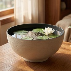 호르투스가든 대형 플라스틱 수반 수경재배 플랜테리어 원형수반 어항, 1개, 화이트 중형 35cm