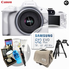 포토리뷰이벤트 캐논 EOS R50+RF-s 18-45mm F4.5-6.3 IS KIT+악세사리 9종 패키지 (512GB 메모리 + MCUV 슬림 필터 포함) /화이트_WJK