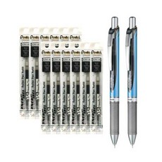Pentel 에너겔 노크식 볼펜 0.5/0.7mm 리필 세트, 0.5mm 흑색 2개+리필 흑색12개 세트
