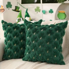 클로버 쿠션 커버 인테리어 소품 보송보송 인조퍼 쿠션 커버 침실 소파 홀리데이 홈 데코레이션 베개 커버 2종
