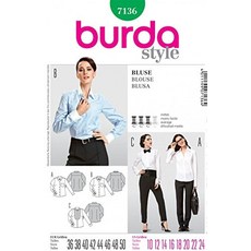Burda 여성용 바느질 패턴 7136 스마트 핏 셔츠 & 블라우스
