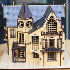 DIY 나무모형 판타지맨션블랙 건축조립키트 DIY 만들기 미니어처 취미 나무 조립 하우스 프라모델 dew+5249Gz