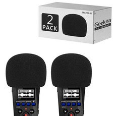 Geekria 폼 윈드스크린 호환 Zoom H1 Essential 핸디 레코더 마이크 윈드 커버 스폰지 폼 필터 휴대용 디지털 레코더 (블랙 / 2개입), [01] 옵션1, 2개