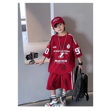 兔巴叮童裝 男童夏裝短袖套裝2025新款兒童帥氣休閒上衣中大童夏款運動兩件套學生洋裝兩件套兒童套裝 男童套裝 休閒舒適