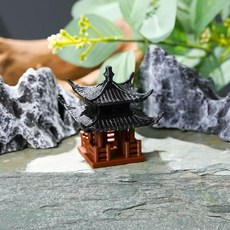 분재 건물 조경 미니어처 높이 3.0cm 수조 단층 조경용품 원형 정자 미니어처소품 정자, M. 4.8CM 이층 사각정