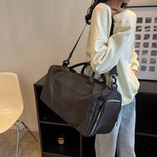 Merry Bag 旅行包 女大容量 乾溼分離 運動包 輕便 手提行李包, 黑色, 可套拉桿, 1個