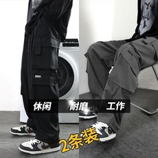 工作褲男款春夏運動薄款工裝褲男直筒寬鬆褲子多口袋大碼休閒長褲