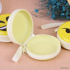 귀여운 노란색 이모티콘 스마일 원형 미니 똑딱이 코인 동전지갑 학생 보관함