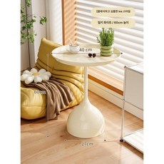 원형 사이드 테이블 아크릴 보조테이블 블랙 디자인 침대, 강화유리 낮은 화이트 40x42cm