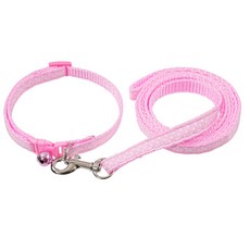 퍼플펫 반려동물 초경량 목줄 + 리드줄 세트, 분홍색(도트무늬), 1개