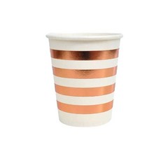 일회용 로즈골드 스트라이프 접시 컵 6p 캠핑 생일 홈 파티, 2. 로즈골드 스트라이프 컵 (6p)