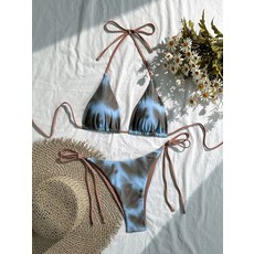 歐美豹紋印花性感分體泳衣 女 三角比基尼泳裝