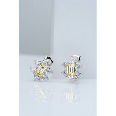 祖母綠切割黃鑽錦簇耳環 JE00148, 1個