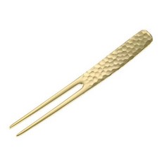 燕三條 304不銹鋼槌目紋 髮簪 點心叉子, 霧面金色, 1個