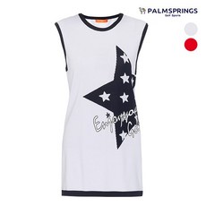 팜스프링스 여성 스타 프린트 롱나시 니트 베스트