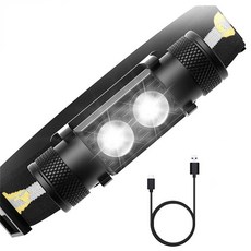 USB 충전식 18650 헤드라이트 듀얼 루미너스 SST40 LED 1200lm, 01 with 18650 2000 mA, 1개