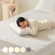 데시뉴 뉴노멀 겨울 고정밴딩 프리미엄 극세사 누빔 침대패드, 화이트