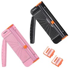 2세트 A4 종이 커터 30.5cm(12인치) 티타늄 종이 트리머 스크랩북 도구 공예 용지 카드스톡 사진 쿠폰 라벨용 자동 안전 가드 및 측면 눈금자가 있는 교체 블레