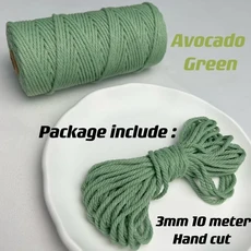 3mm 11 야드 35 색상 옵션 Macrame 코드 코튼 로프 4 플라이 트위스트 Macrame 스레드 Macrame 용품 DIY 공, 01 3mm 10Meters, 09 Avocado Green