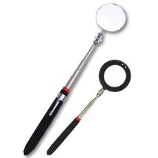 스틱 확장형 미러 자동차용 미러 대형 인스펙션 미러 360 미러에 LED 인스펙션 미러 2개가 장착된 3pcs 망원경 검사 원형 미러, 2 round mirrors