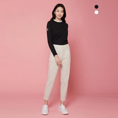 HALEY 여성용 레이스넥 긴팔 이너 티셔츠 HSBKT1102
