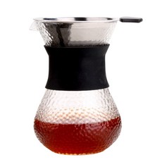 올인원 핸드드립 세트 400ml 이중스텐 드리퍼 글라스 커피서버 거름망 티팟 티포트, 단일, 1개