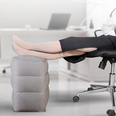 3단 에어 발 다리 받침대 쿠션 풋레스트 공기주입기 증정, 블랙