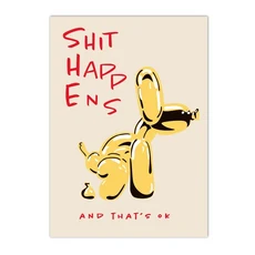 쿠쿠스토어 추상 검은 풍선 개 캔버스 회화 똥이 일어난다 그것은 괜찮아 견적 벽 아트 포스터 현대 거실, 06 A4 21x30cm No Frame, 06 A4 21x30cm No Frame, 1개