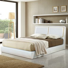 WG-에펠 리빙스타 SS 평상형 침대프레임/매트+협탁별매, 아이보리