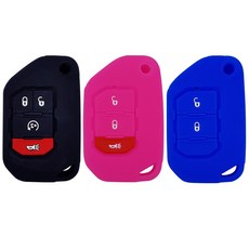 자이포라 지프 랭글러 실리콘 스마트키 케이스 관리용품 키홀더 커버 키보호, 3버튼/화이트