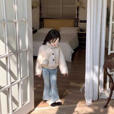 女童羊羔毛外套 兒童加絨加厚保暖立領毛毛衣