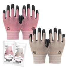 장갑이네 국산 제작 꼬마손 어린이 NBR 코팅장갑 키즈 작업장갑 텃밭 가드닝 갯벌 체험 장갑, 핑크+베이지 혼합 2종 XS, 1세트
