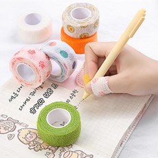 쓰기편한 필기구 손가락 보호 쿠션 테이프 그립 굳은살방지 핑거밴드 3P, 1세트, 캐릭터2(화이트스마일/블루발자국/오렌지벌꿀)