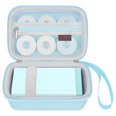 Elonbo INVISEN 라벨 메이커용 휴대용 케이스 미니 열 프린터 여행 가방 스티커 보관 홀더 종이 테이프에 맞는 메시 포켓 내부 블루 118215, Blue