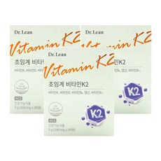 국내산 저온 초임계 비타민 K K2 MK7 D3 메나퀴논 바실러스 나토 낫또 나또 균, 30정, 3개
