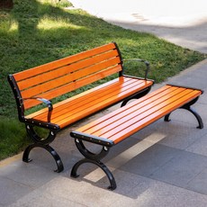 야외 나무 의자 벤치 정원 공원 학교 휴게용 원목 등받이 철제 팔자형 다리, 1.2m 등받이X 방부목 벤치