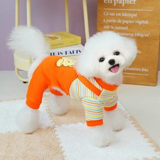 강아지 올인원 후리스 소형견 중형견 겨울옷 멜방, 1개, 주황색