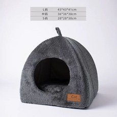 고양이 따뜻한 텐트 양털 둥지 침대 이글루 애완동물 삼각형 집 침낭, A. 닫힌 고양이 침대 벨벳으로 업그레이드, C. S2마리 미만일시적인 새끼 고양이 과잉 생산, 1