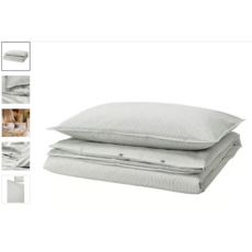 이케아 솔피블라 이불커버+베개커버 그레이 화이트/스트라이프 150x200/50x80 cm