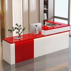 안내데스크 프론트 병원 테이블 학원 계산대 카페 카운터 접수대, 흰색 + 빨간색